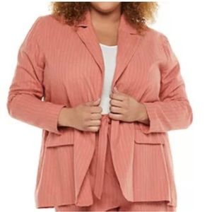 Now + Gen x Sonoma NWT Linen Blend Pinstriped Single-Breasted Blazer - Size 2X